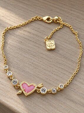 heart arrow tennis bracelet gold